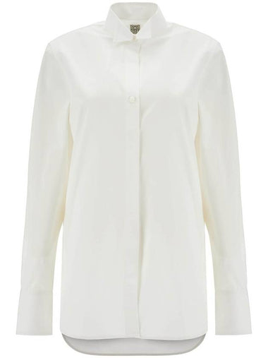 white asymmetrical organic cotton tuxedo shirt - TOTEME - BALAAN 1