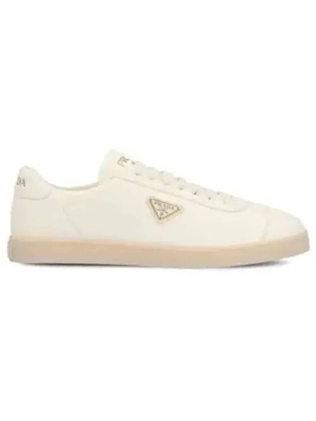 Triangle Logo Lane Leather Low-Top Sneakers Ivory - PRADA - BALAAN 2