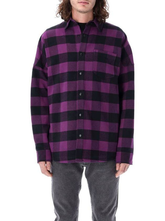 Classic Logo Over Long Sleeve Shirt Purple - PALM ANGELS - BALAAN 1