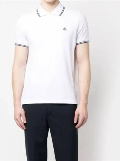 Logo Patch Short Sleeve Polo Shirt White - MONCLER - BALAAN 2