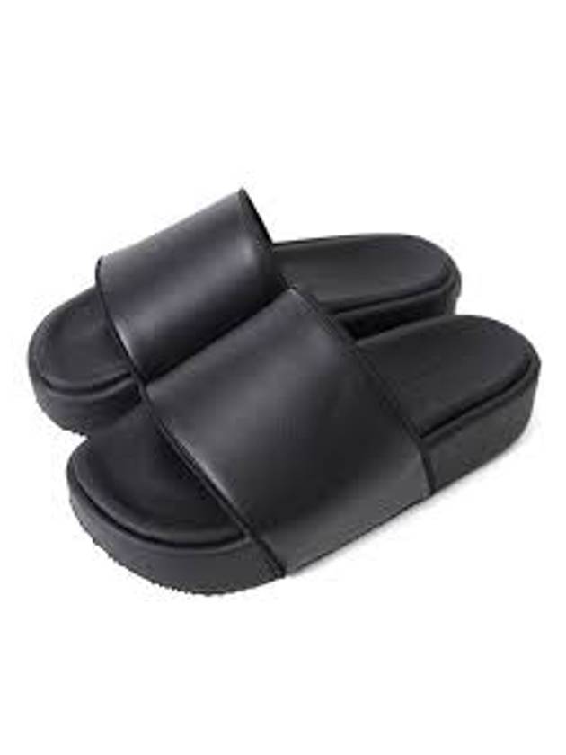 Embossed Logo Platform Leather Slippers Black - Y-3 - BALAAN 5