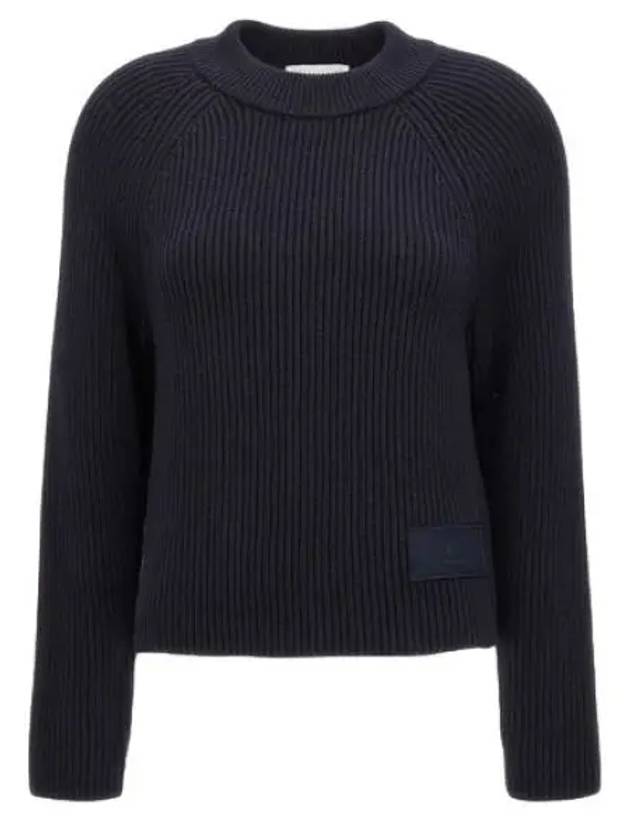 Logo Patch Wool Knit Top Night Blue - AMI - BALAAN 2