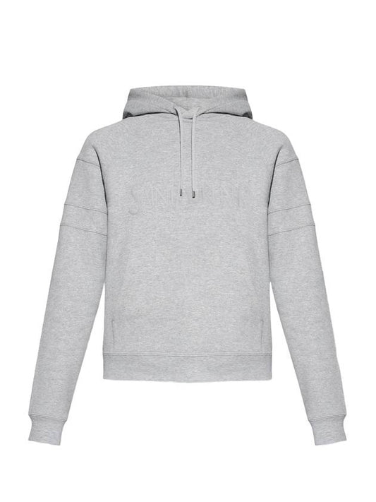 Logo Kangaroo Pocket Fleece Hoodie Grey - SAINT LAURENT - BALAAN 1