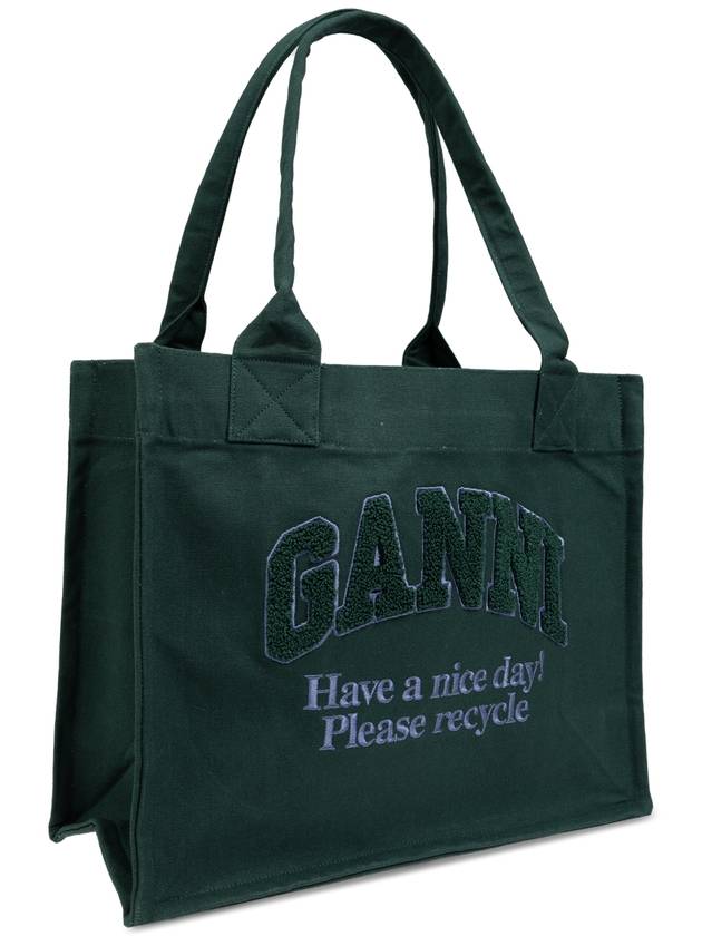 Logo Tote Bag Shoulder Green Women s - GANNI - BALAAN 2