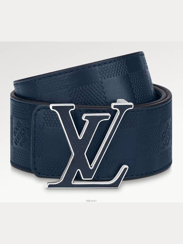 LV Initial 40mm Reversible Leather Belt Blue - LOUIS VUITTON - BALAAN 3