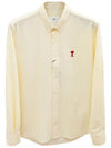 Check Embroidered Logo Long Sleeve Shirt Yellow - AMI - BALAAN.