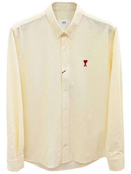 Check Embroidered Logo Long Sleeve Shirt Yellow - AMI - BALAAN 2