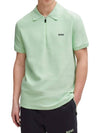 Jayno Zipper Neck PK Shirt Open Green - HUGO BOSS - BALAAN 3