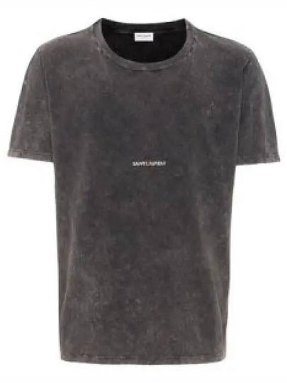 Destroyed Archive Logo Print Short Sleeve T-Shirt Black - SAINT LAURENT - BALAAN 2