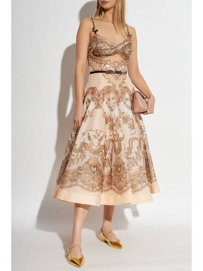 Zimmermann Dress With Velvet Belt And Shimmering Appliqués, Women's, Cream - ZIMMERMANN - BALAAN 2