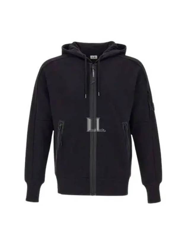 Diagonal Raised Fleece Hooded Jacket Black - CP COMPANY - BALAAN 2