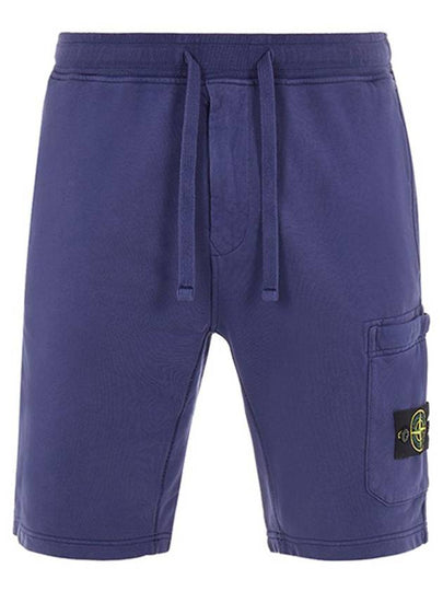 Waffen Patch  Fleece Bermuda Shorts Blue - STONE ISLAND - BALAAN 2