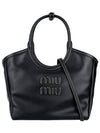 Ivy Logo Leather Tote Bag Black - MIU MIU - BALAAN 2