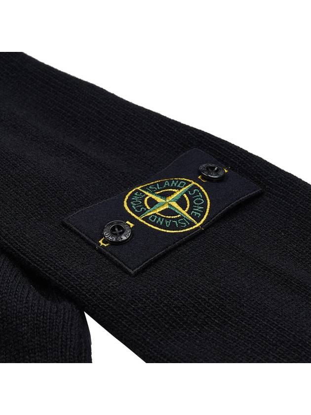 Logo Patch Lambswool Crewneck Knit Top Black - STONE ISLAND - BALAAN 6