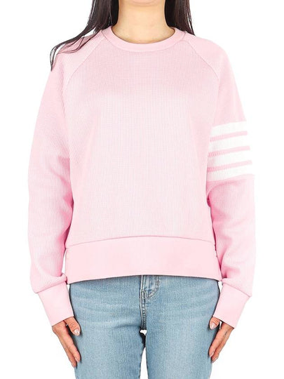 Women's Diagonal Wappen Crew Neck Sweatshirt Pink - THOM BROWNE - BALAAN 2