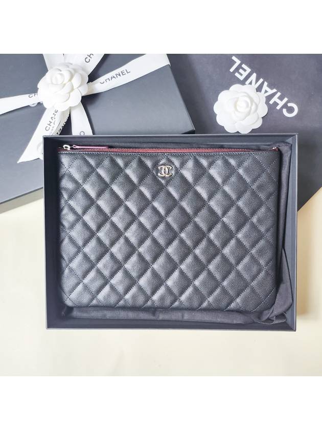 Clutch Medium Classic Clutch Black Caviar Silver A82545 - CHANEL - BALAAN 9