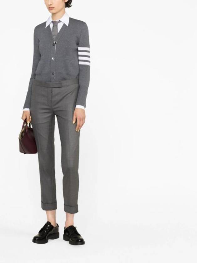 Cropped Tailored Twill Wool Skinny Straight Pants Grey - THOM BROWNE - BALAAN 3