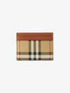 Check Print Leather Card Holder Beige - BURBERRY - BALAAN 3