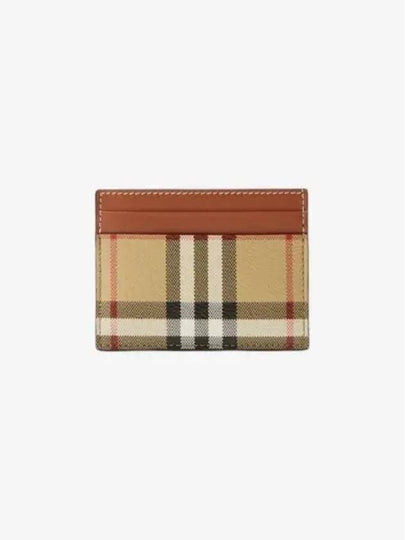 Check Print Leather Card Holder Beige - BURBERRY - BALAAN 2