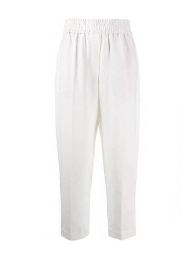 Women's Crop Banding Straight Pants White - BRUNELLO CUCINELLI - BALAAN 1