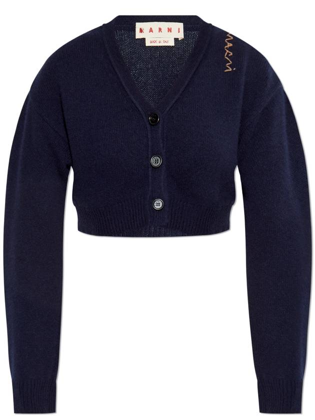 Marni Short Cashmere Cardigan, Women's, Navy Blue - MARNI - BALAAN 1