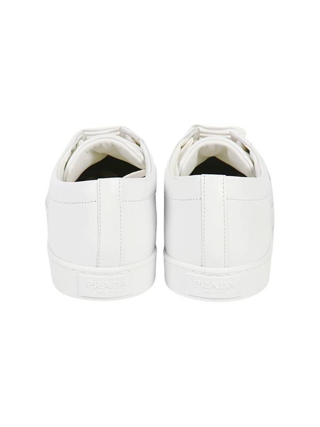 Brushed Leather Low Top Sneakers White - PRADA - BALAAN 5