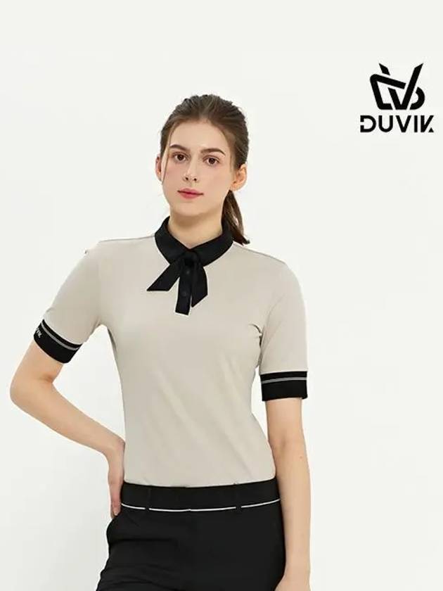 Ribbon Tie Half Sleeve Short Sleeve T-Shirt DC2WTS016BG - DUVIK - BALAAN 4