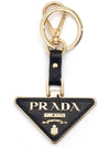 Saffiano Leather Triangle Logo Key Holder Black - PRADA - BALAAN 3