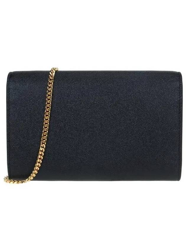 Monogram Uptown Chain Embossed Leather Long Wallet Black - SAINT LAURENT - BALAAN 5