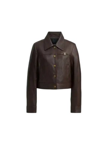 Heritage C Snap Front Shrunken Jacket Brown - COACH - BALAAN 1