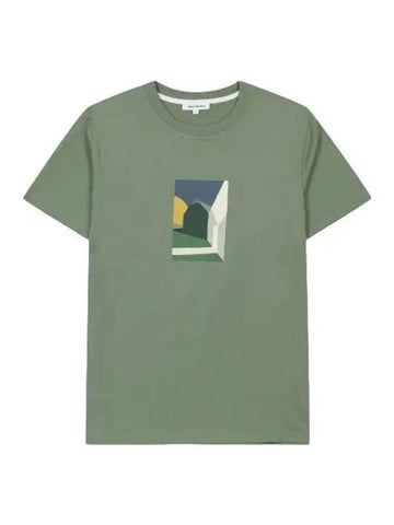 Johannes Collage Short Sleeve T Shirt Dry Sage Green - NORSE PROJECTS - BALAAN 1