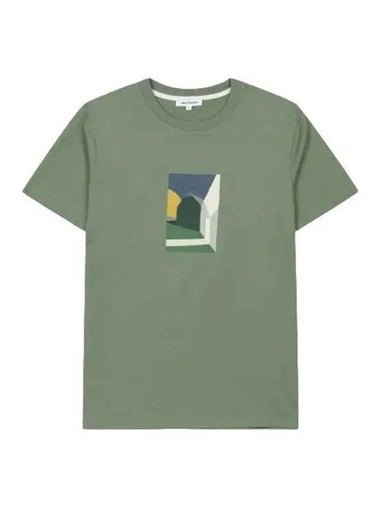 Johannes Collage Short Sleeve T Shirt Dry Sage Green - NORSE PROJECTS - BALAAN 1