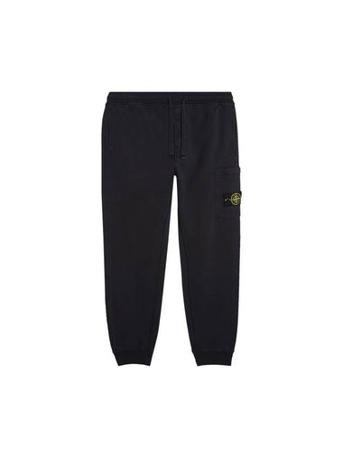 Garment Dying Cotton Fleece Track Pants Blue - STONE ISLAND - BALAAN 1