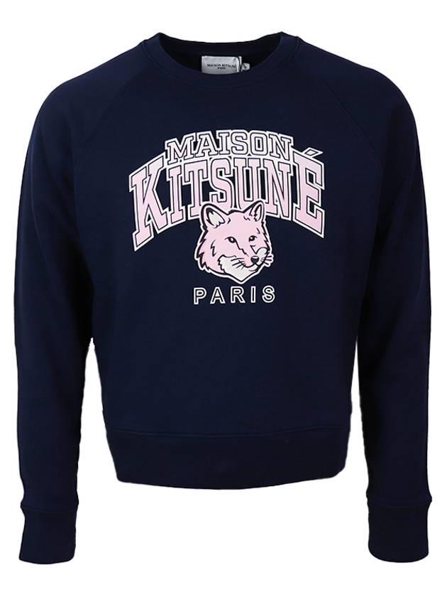 Campus Fox Print Cotton Sweatshirt Navy - MAISON KITSUNE - BALAAN 2