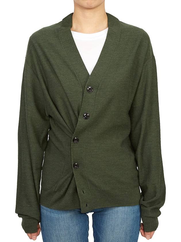 Relaxed Twisted Merino Wool Blend Cardigan Green - LEMAIRE - BALAAN 2