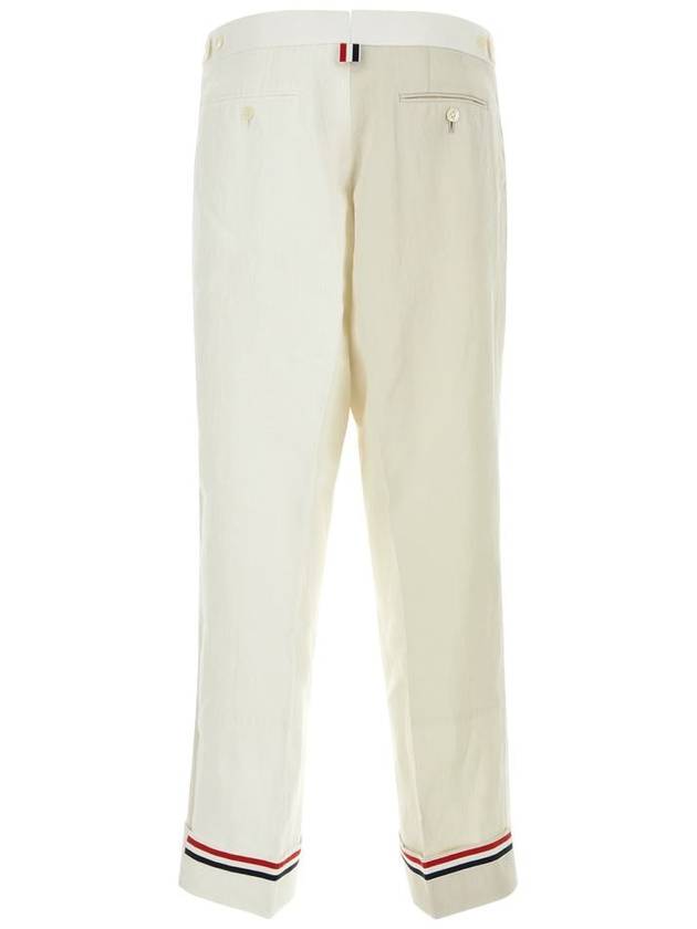 Men's Side Tab Straight Pants White - THOM BROWNE - BALAAN 3