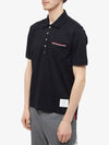 Men's Three Stripes Pocket Mercerized Short Sleeve Polo Shirt Navy - THOM BROWNE - BALAAN 4