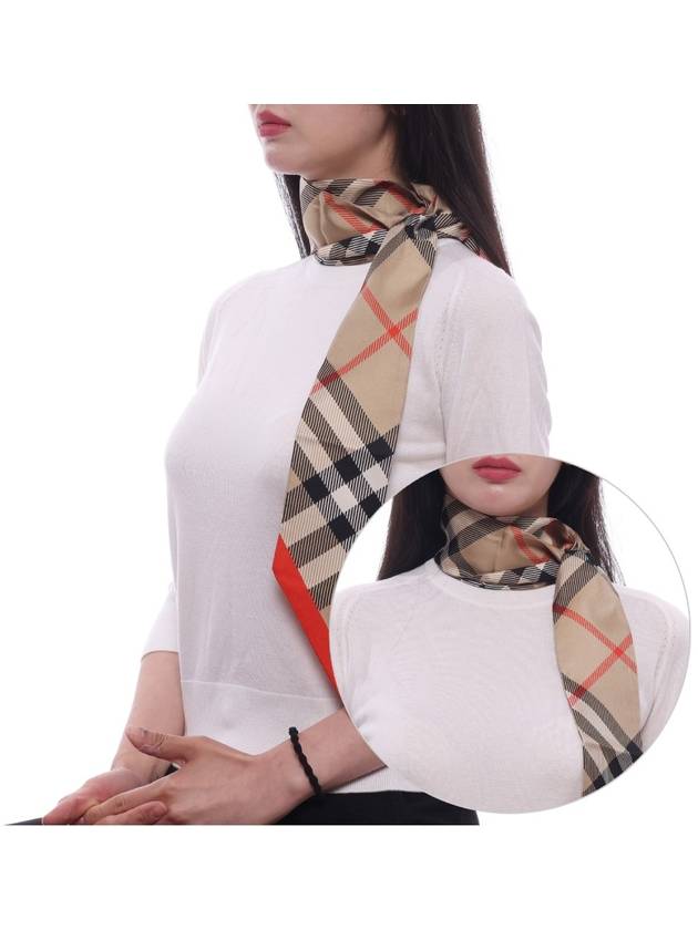 Check Red Hem Silk Scarf Beige - BURBERRY - BALAAN 3