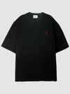 Small Heart Logo Boxy Fit Short Sleeve T-Shirt Black - AMI - BALAAN 3