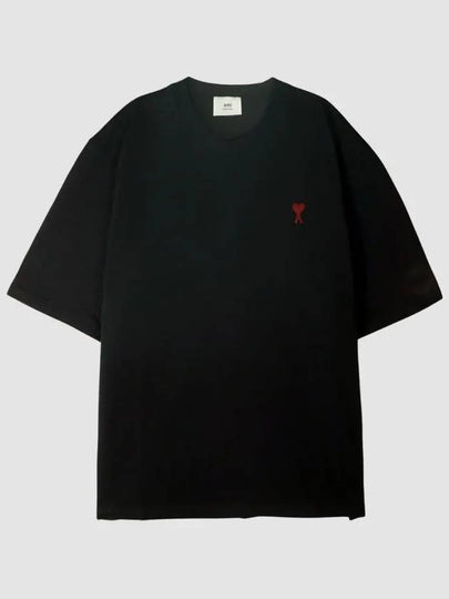 Small Heart Logo Boxy Fit Short Sleeve T-Shirt Black - AMI - BALAAN 2