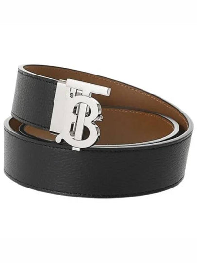 Reversible Monogram Leather Belt Black - BURBERRY - BALAAN 2