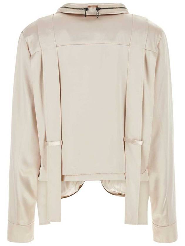 FF Baguette Pocket Satin Zip-Up Jacket Beige - FENDI - BALAAN 3