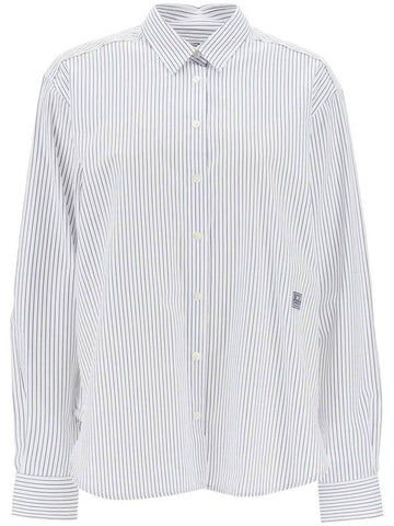 Striped Cotton Lyocell Long Sleeve Shirt White Navy - TOTEME - BALAAN.