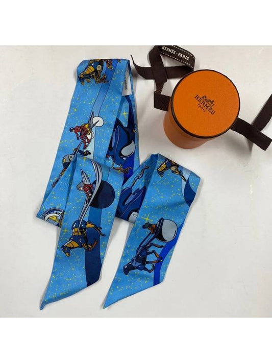 Space Derby Twilly Scarf Blue - HERMES - BALAAN 2