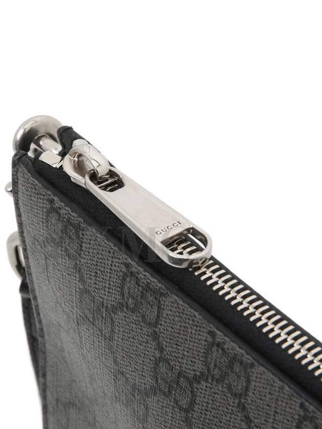 GG Supreme Canvas Zipper Clutch Bag Gray Strap 768374 - GUCCI - BALAAN 6