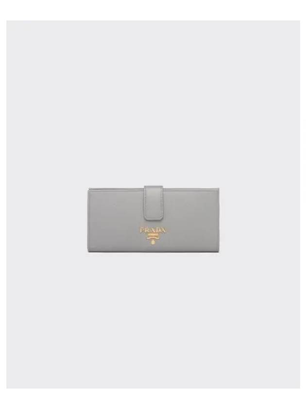 Saffiano Gold Metal Logo Long Wallet Grey - PRADA - BALAAN 2