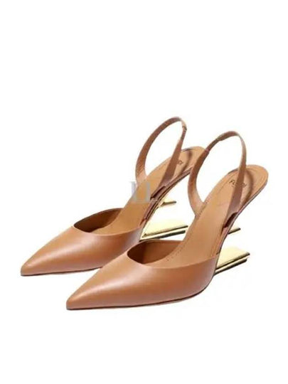 Women's First F Shape Metal Slingback Heels Brown - FENDI - BALAAN 2