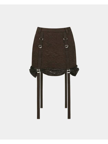 Embroidered Padded A-Line Skirt Brown - ANDERSSON BELL - BALAAN 1