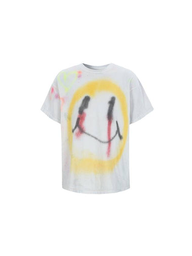 Smile Hand Painting Short Sleeve T-Shirt White - COELONINE - BALAAN 1