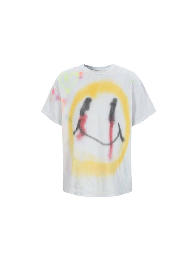 Smile Hand Painting Short Sleeve T-Shirt White - COELONINE - BALAAN 2